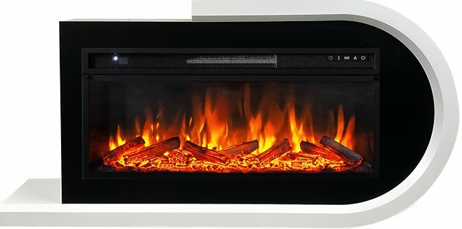 Каминокомплект Royal Flame Basel R - Белый с черным с очагом Vision 42 LOG LED