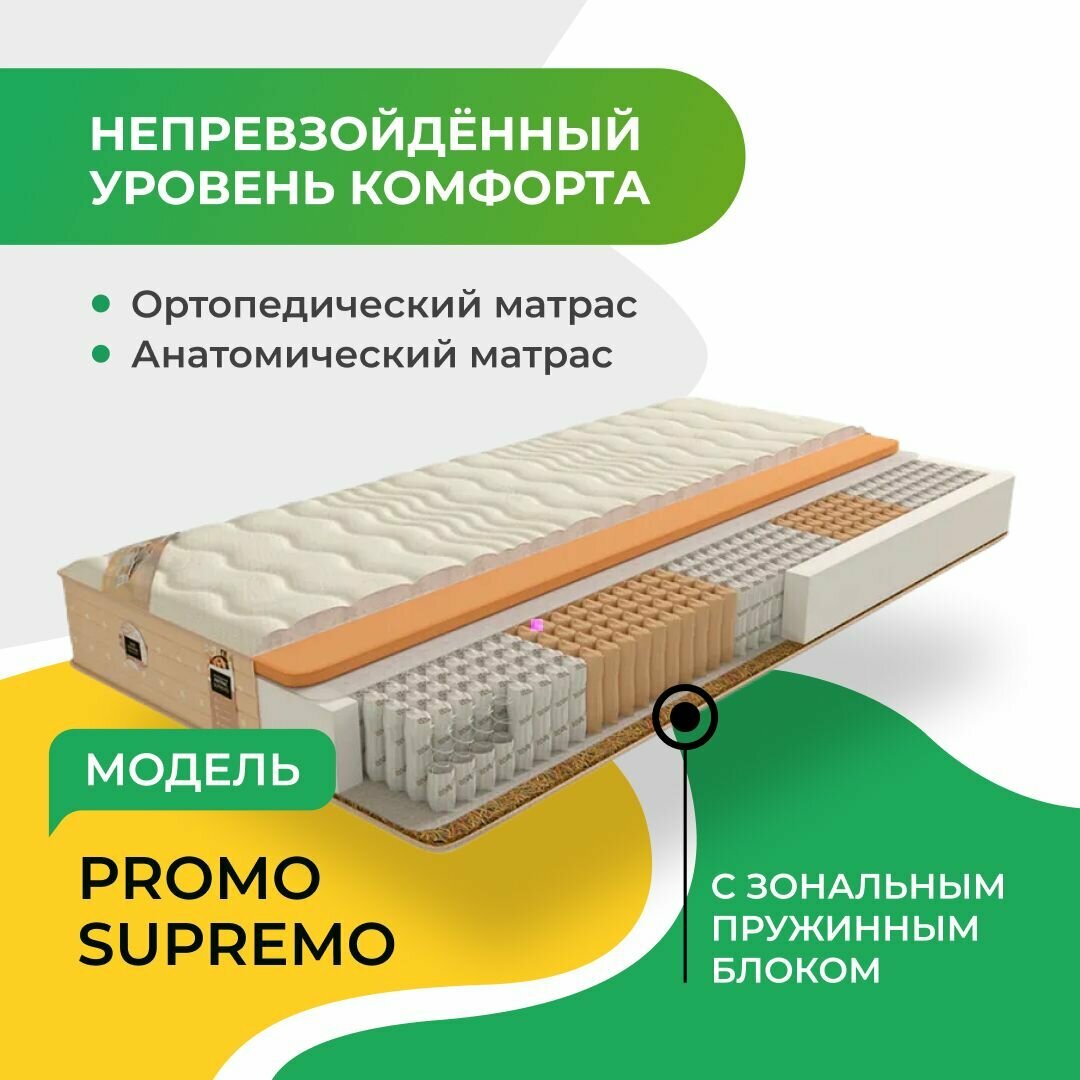 Матрас Мир Матрасов, Promo Supremo 90х200, двусторонний с разной жесткостью, кокосовое волокно