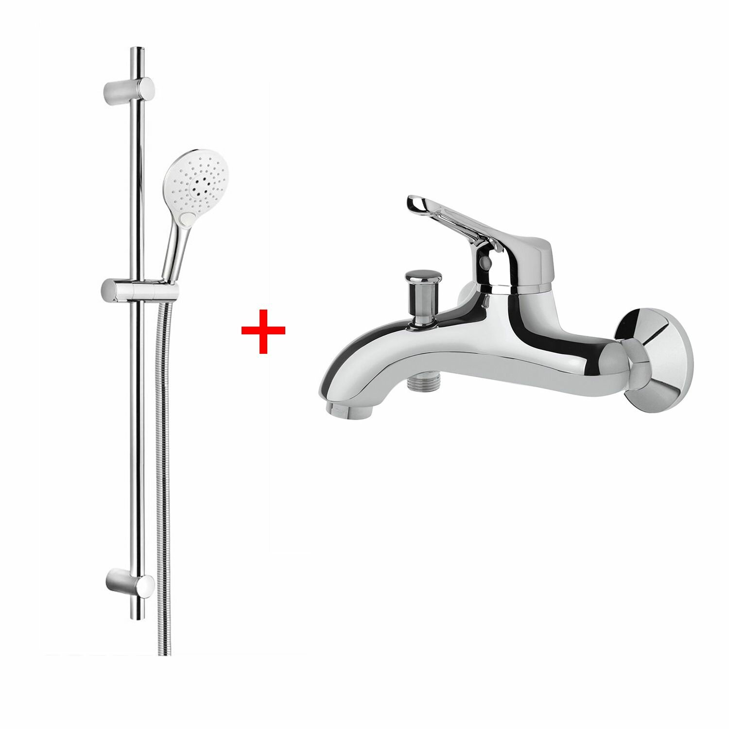 фото Комплект смесителя 2в1 Paini Bios 05CRSET12V1BR для ванны с душевым комплектом, хром