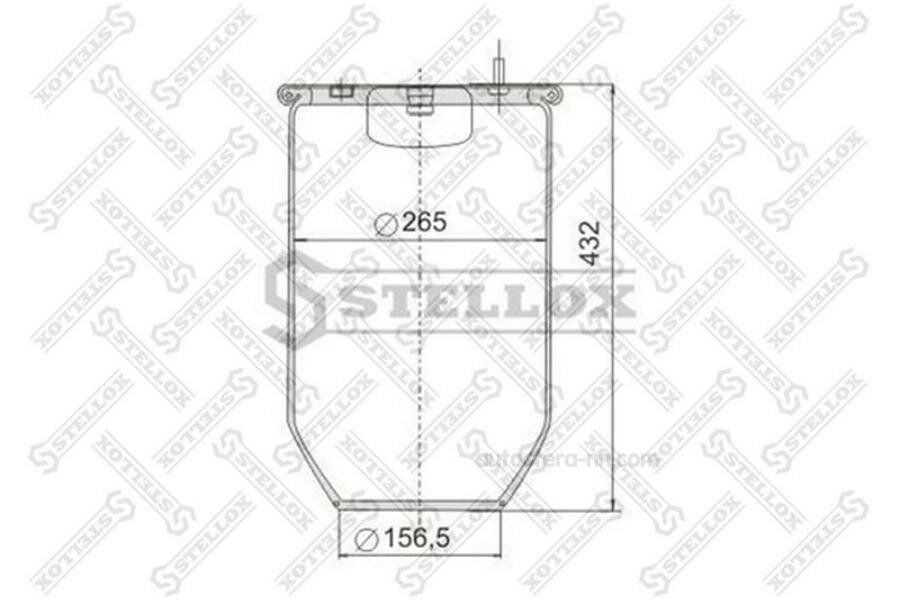 STELLOX 9008100SX 90-08100-SX_пневмопод. без стак. !h432 4шп.M12. 1отв.штуц.M22. Н: 1отв. d160 \SAF/ROR/Trailor/Volvo