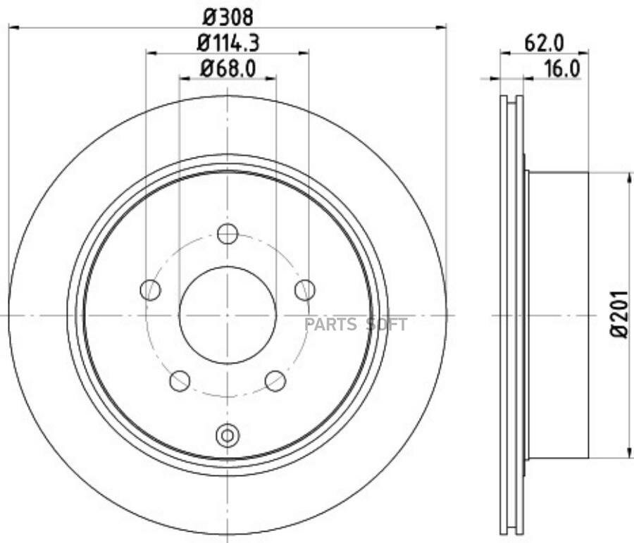 BEHR-HELLA '8DD355118-811 Диск тормозной задний