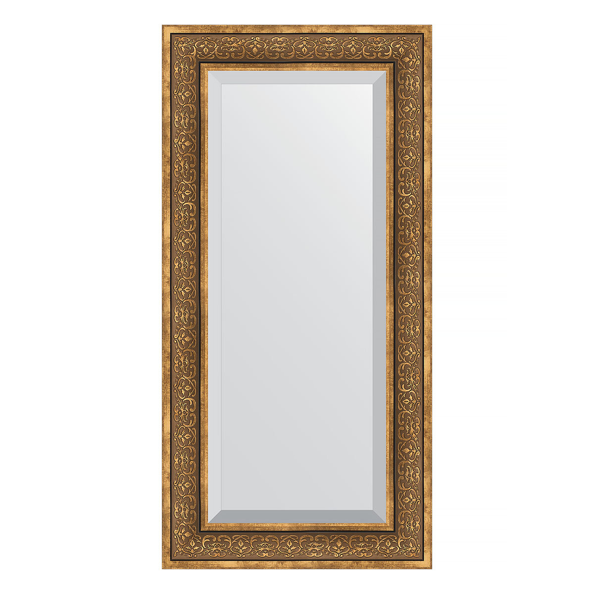 Зеркало Evoform с фацетом в багетной раме вензель бронзовый 101 мм, 59x119 см - фото №1