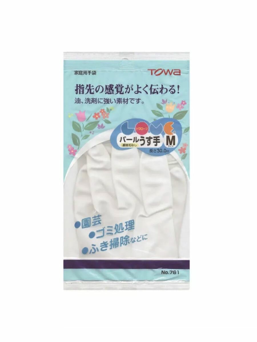 Towa Виниловые перчатки Без покрытия внутри M белый