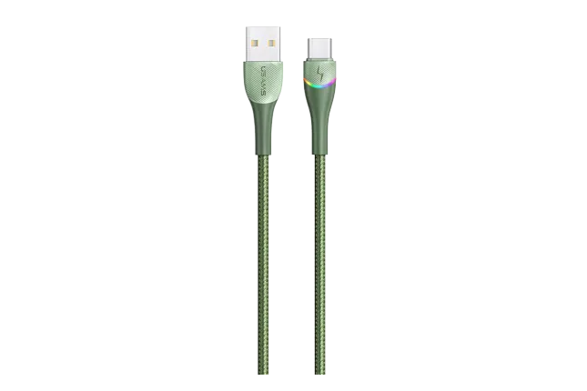 фото Кабель USAMS US-SJ542 USB - USB Type-C, 3A, 1.2 м, нейлон, зелёный