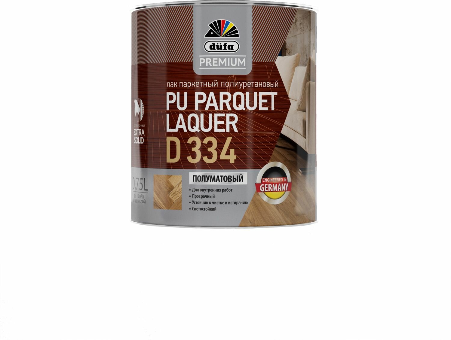 Лак паркетный полиуретановый Dufa Premium PU Parquet Laquer D334 750 мл бесцветный полуматовый