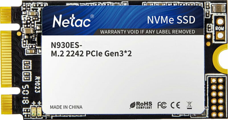 SSD диск NETAC M.2 (2242) N930ES 128Gb PCI-E 3.1 x2 NVMe 3D NAND (NT01N930ES-128G-E2X)
