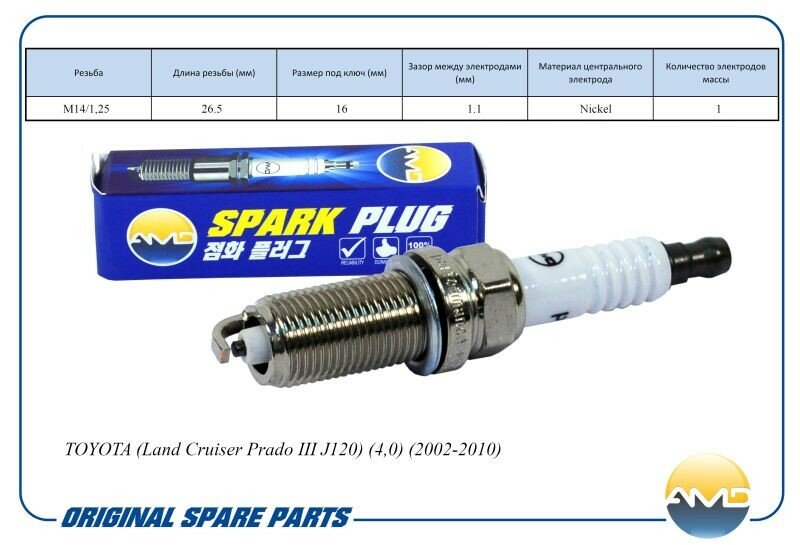 Свечи /Toyota Land Cruiser Prado III J120 (4,0) (2002-2010) /и. у.