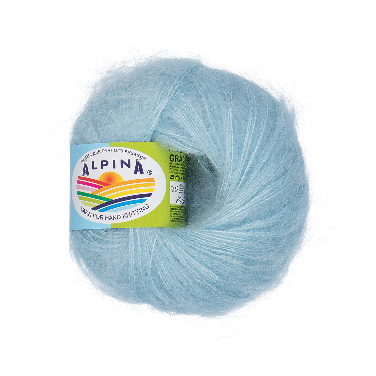 Пряжа ALPINA 72% супер кид мохер, 28% шелк 25 г 210 м №03 св. голубой, 1 шт. в заказе