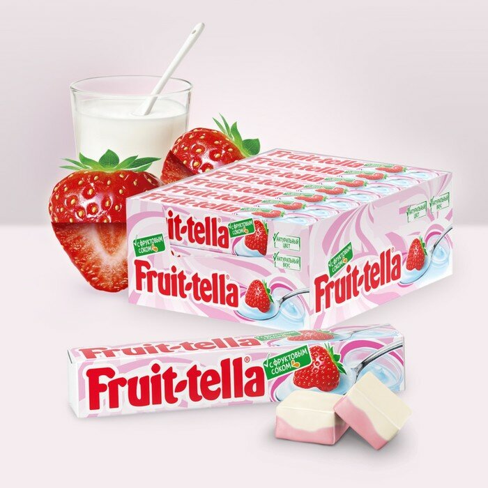 Жевательная конфета Fruittella, "Клубничный йогурт", 42,5 г - фотография № 1