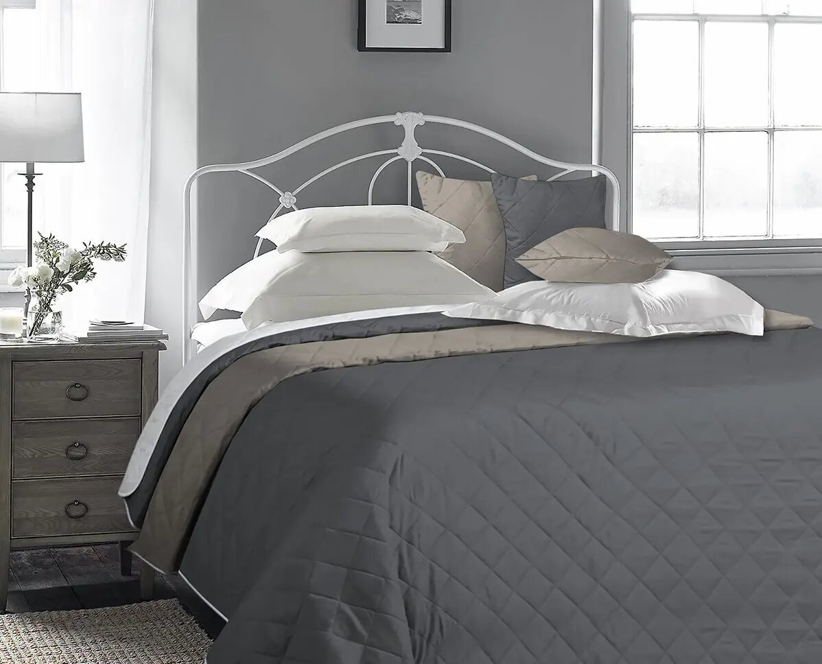 фото Покрывало Melissa 200x220 см микрофибра стеганая цвет графитово-серый