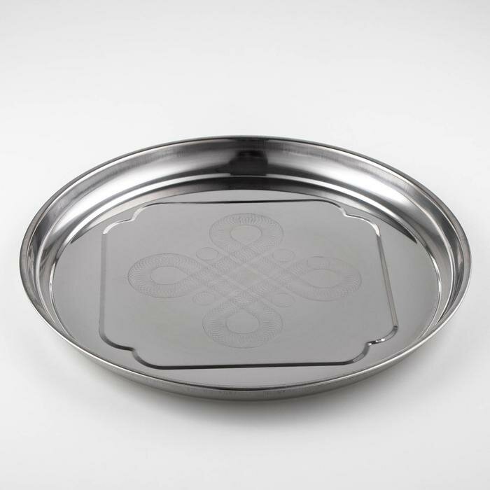 фото Поднос из нержавеющей стали «Бабочка», 40,5×3 см, цвет серебряный