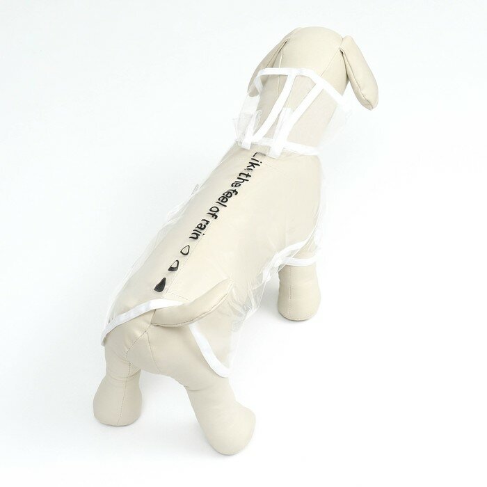Дождевик для собак, размер XS (ДС 18, ОГ 25-30, ОШ 25 см), белый - фотография № 5