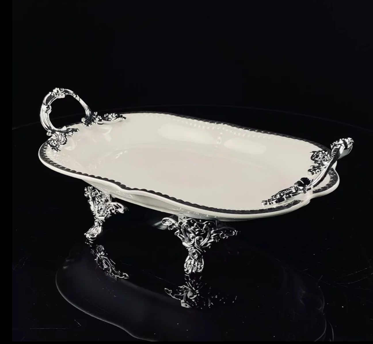 фото Блюдо 30,5см на ножках с ручками ATLANTIS Фарфор 205-894 118-205-894