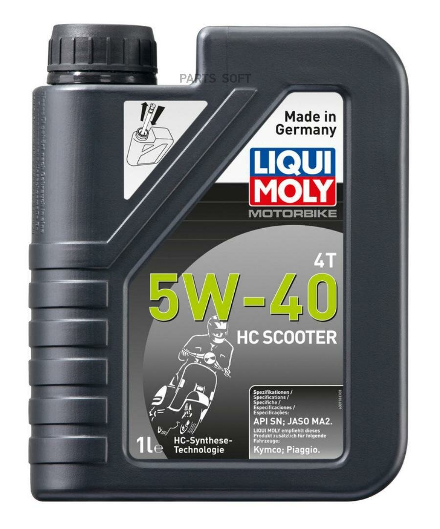 LIQUI MOLY 20829 LiquiMoly 5W40 Motorbike 4T HC Scooter (1L)_масло моторное! HC-синт., масло для скутеров\ API SN