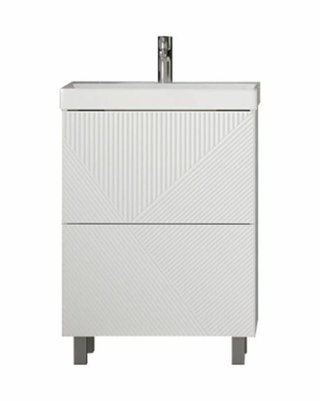 фото Тумба с раковиной Velvex Edge 60 напольная, цвет, белый два ящика