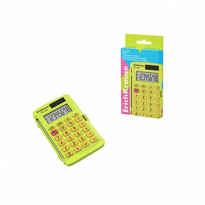 ErichKrause Калькулятор карманный 8-разрядов ErichKrause PC-103 Neon желтый