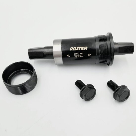 Roxter Каретка-картридж MTB BC 1.37"X24T L/R 68/122,5 мм, стальные чашки, стальной корпус, 2 промподшипника, (упаковка пакет)