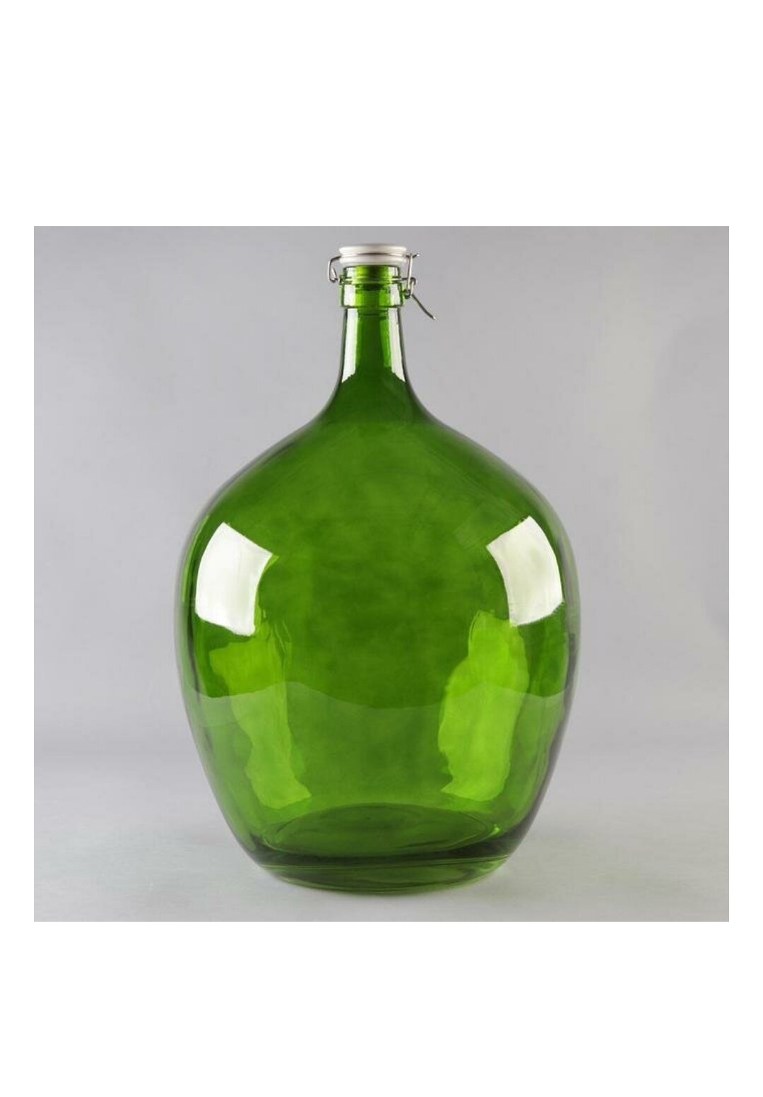 Бутылка 25 литров с бугельной керамической крышкой из зеленого коричневого темного матового стекла