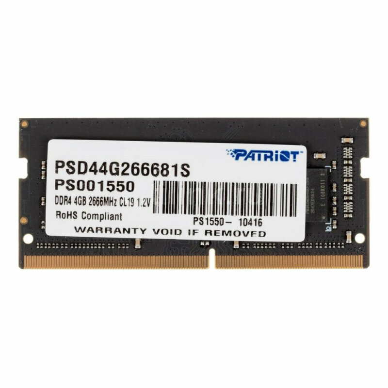 Модуль памяти Patriot DDR4 SO-DIMM 4Gb 2666МГц CL19 (PSD44G266681S), 1604840