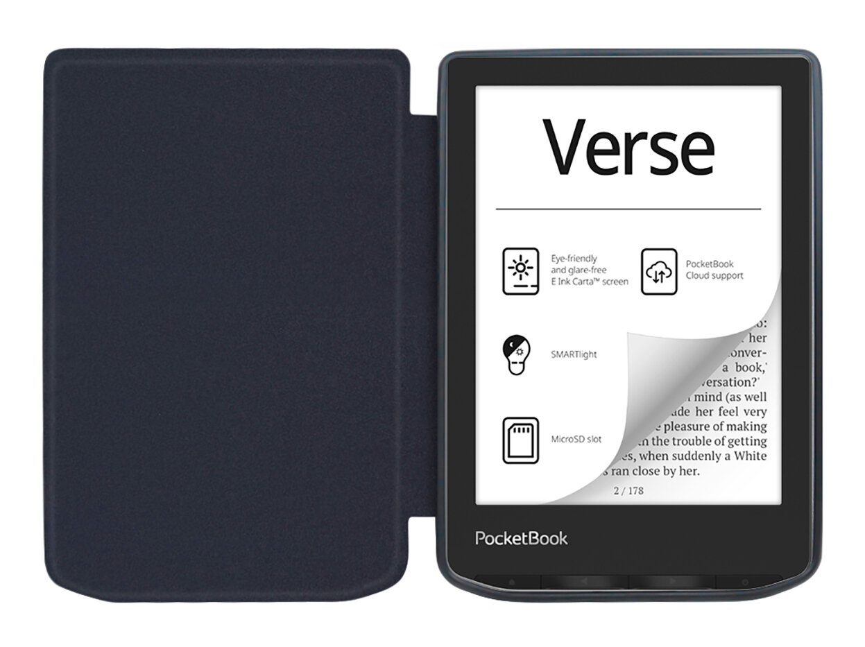 Электронная книга PocketBook 629 Verse серый с обложкой ReaderONE Black