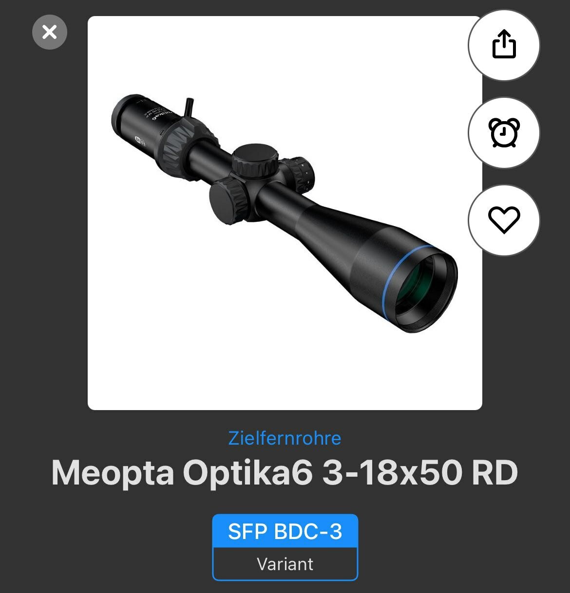 Охотничий прицел Meopta Optika 6 3–18 x 50 30мм SFP