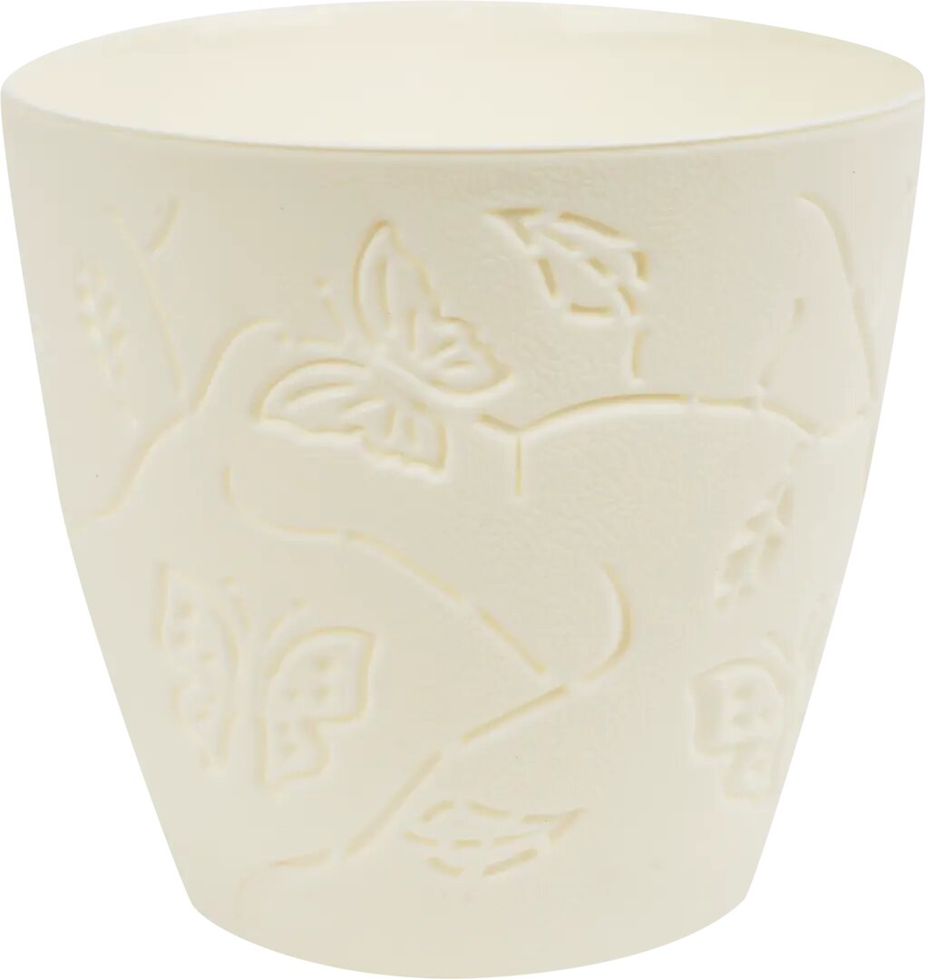 фото Горшок Butterflies 115 мм 0.7 л молочный-белый