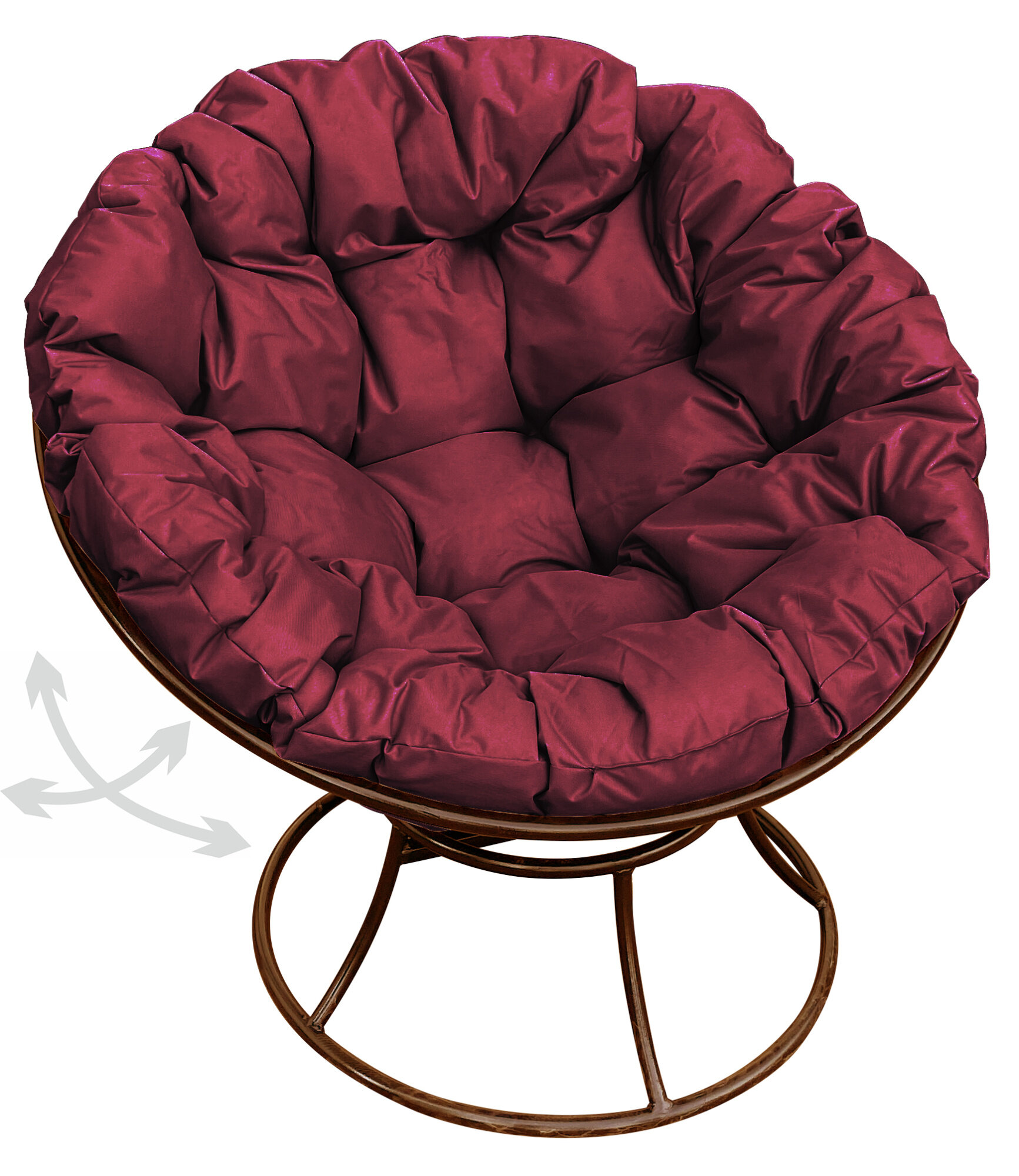 Кресло M-group папасан пружинка без ротанга коричневое бордовая подушка