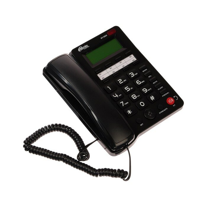 Проводной телефон Ritmix RT-550 дисплей телефонная книга однокнопочный набор AUX черный