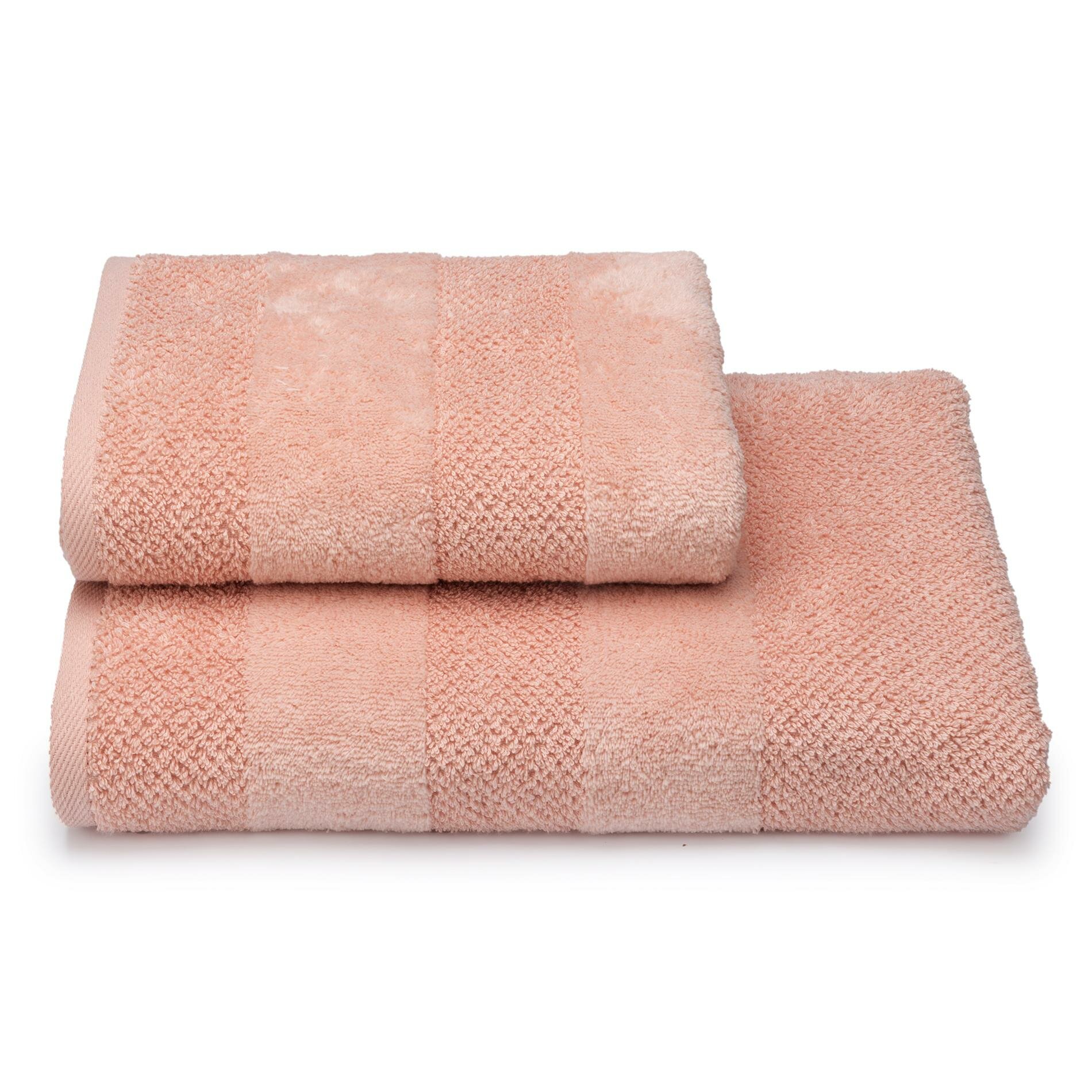 Полотенце махровое 50х90 см для ванной, лица и рук, Cleanelly Heat цвет персиковый, 1 штука