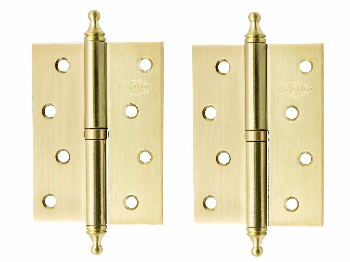 Петли (2 шт) дверные Loid 100x75x2.5 мм SB Матовое золото (врезные съемные с короной) CHP Right Правые