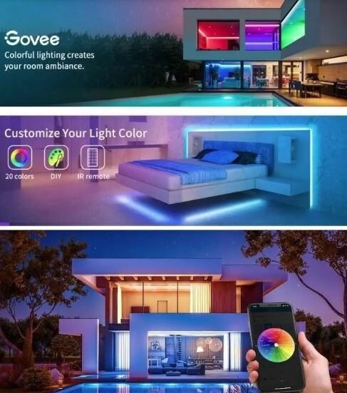 Умная светодиодная лента Govee WiFi RGB Smart LED 15м - фотография № 4