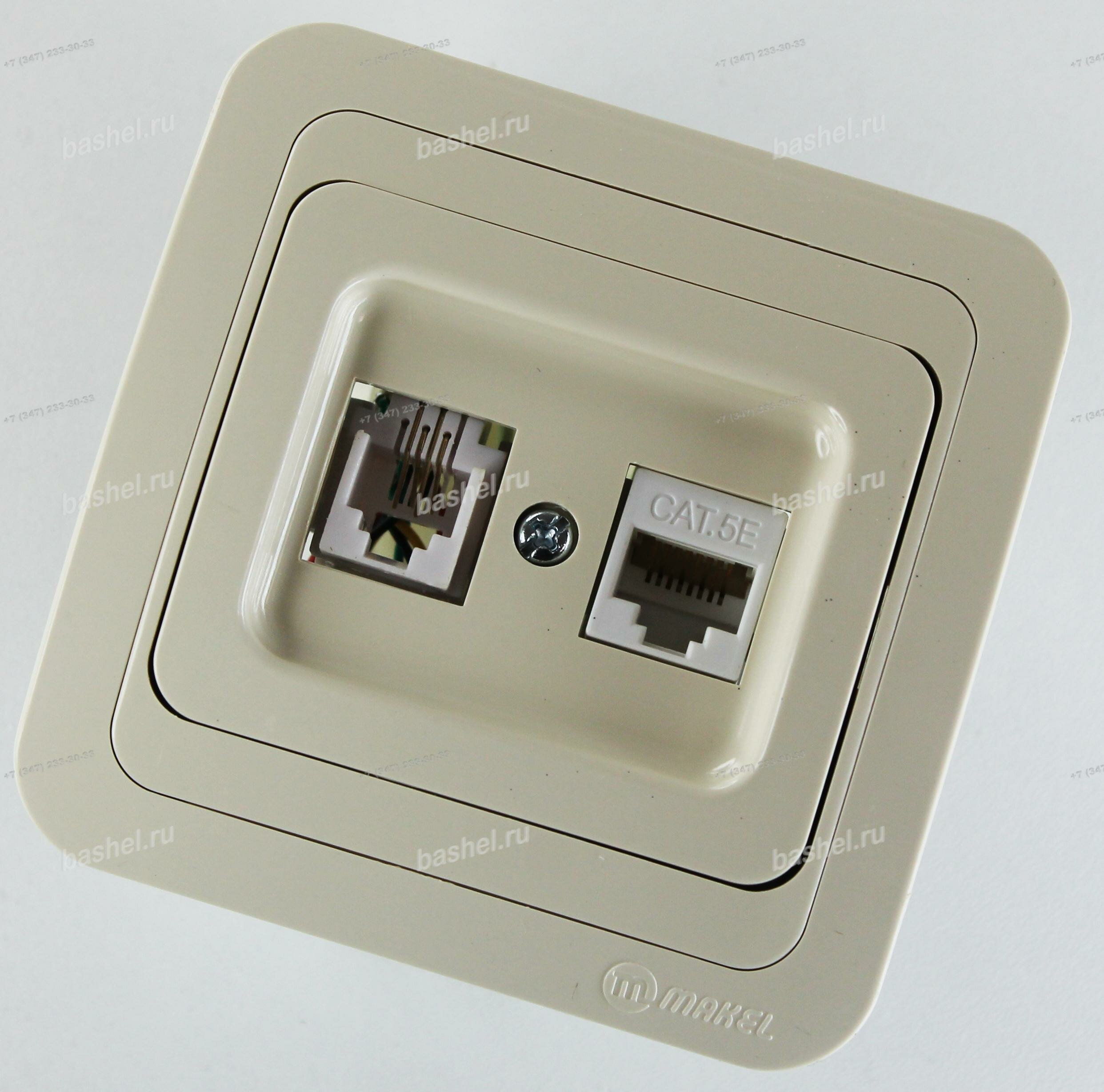 фото Розетка Makel RJ45 + RJ11 (крем.) электротовар