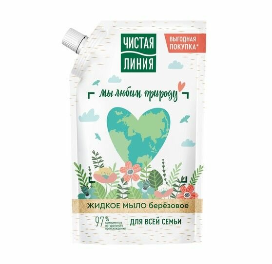 фото Набор из 3 штук Жидкое мыло Чистая Линия для всей семьи Березовое 500мл