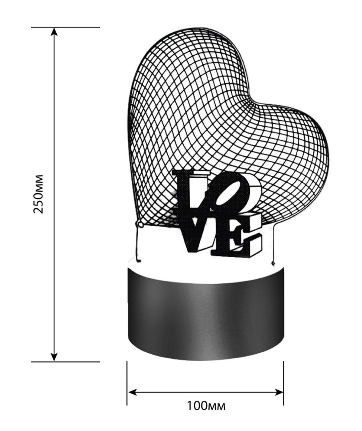 Ночник с 3D эффектом Camelion NL-400 Сердце - фотография № 2