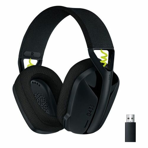 Гарнитура игровая Logitech G435 для компьютера и игровых консолей мониторные Bluetooth/радио черный / желтый [981-001053]