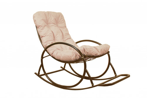Кресло-качалка M-group коричневое, бежевая подушка