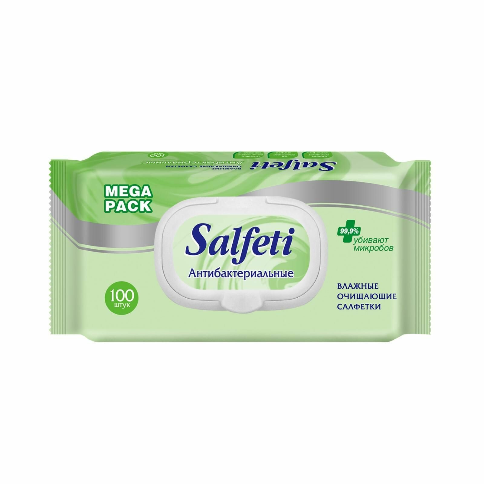 Salfeti Влажные салфетки antibac, антибактериальные, с клапаном, 100 шт, 1 уп
