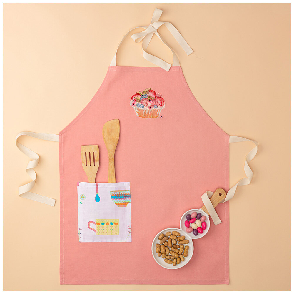 фото Фартук cамая сладкая,100 проц х/б,розовый. Santalino (195427)