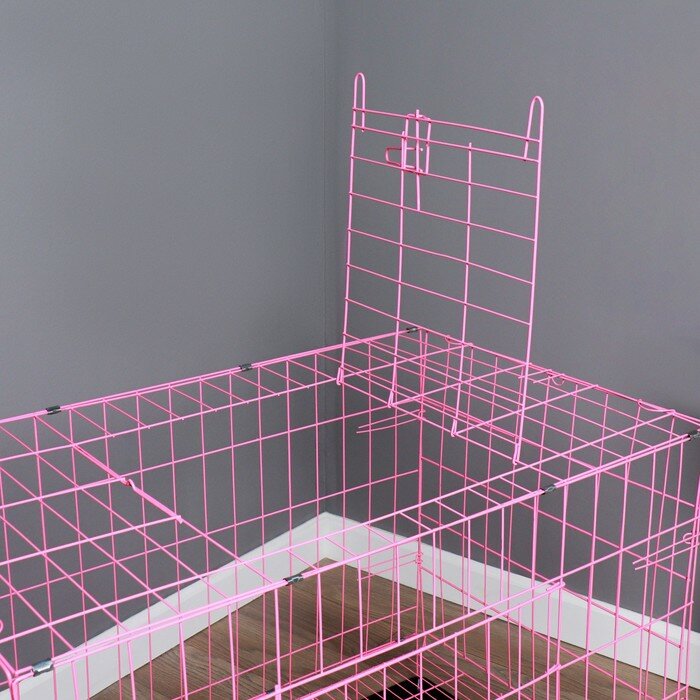 Клетка с люком для собак и кошек, 100 х 60 х 70 см, розовая - фотография № 4
