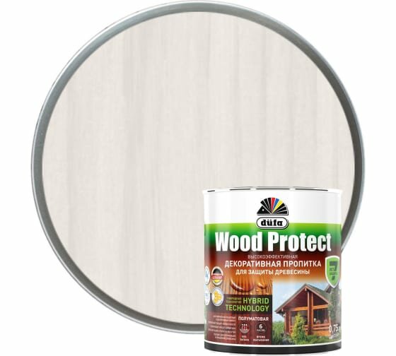 Пропитка Dufa Wood Protect 2.5л Белая для Защиты Древесины с Воском / Дюфа Вуд Протект.