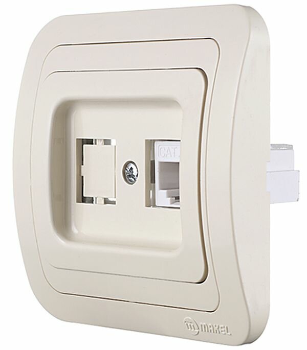 фото Розетка компьютерная Makel Mimoza RJ45 UTP кремовая 32035