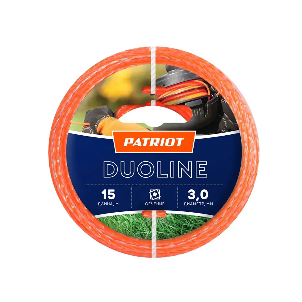 Леска для триммера Patriot Duoline 3 мм 15 м квадрат