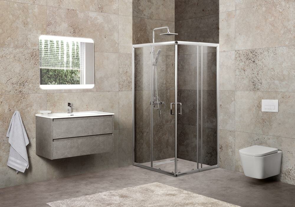 Belbagno Душевой уголок BelBagno UNIQUE-A-2-85/100-C-Cr 85х85 см, профиль хром, стекло - прозрачное