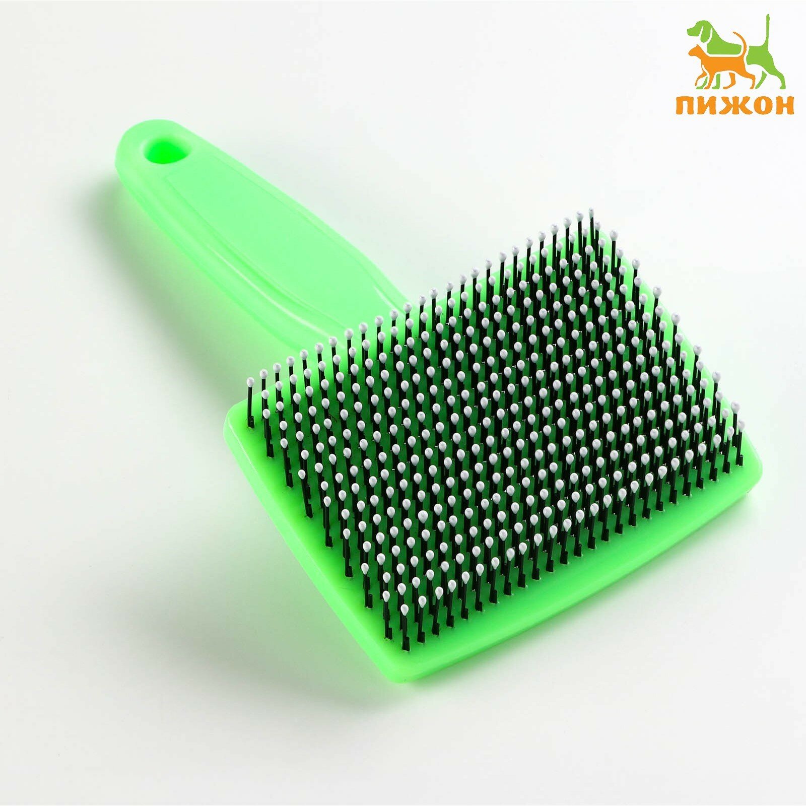 фото Пуходерка пластиковая мягкая с закругленными зубьями, средняя, 9 х 15,5 см, зелёная