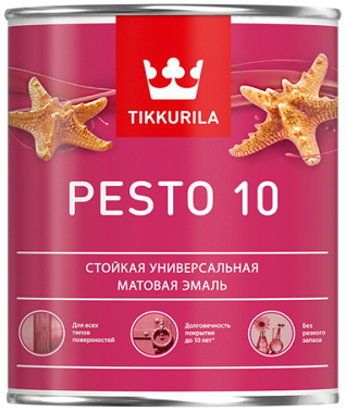 Эмаль Универсальная Tikkurila Pesto 10 0.9л Матовая, Интерьерная, без Резкого Запаха / Тиккурила Песто 10.