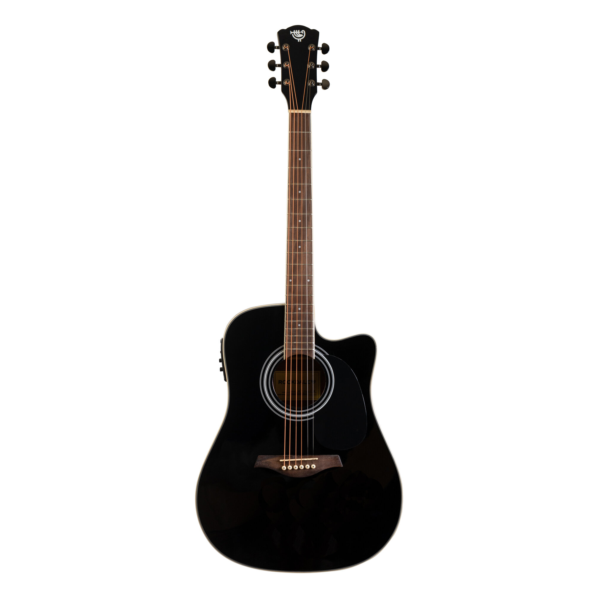 Rockdale Aurora D6 C BK E Gloss электроакустическая гитара дредноут с вырезом цвет черный глянцевое покрытие
