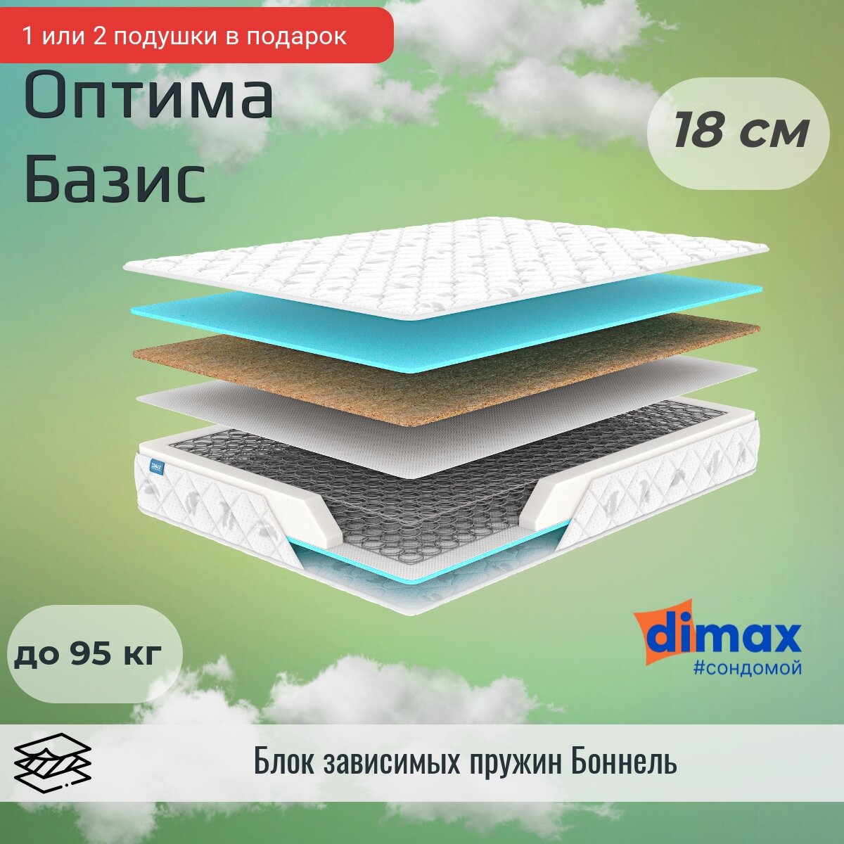 Dimax Оптима базис, 80x200 см, пружинный