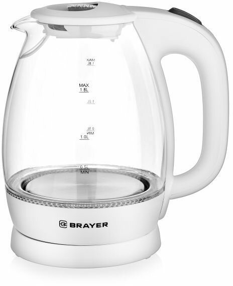 Чайник электрический BRAYER 1013BR-WH, 2200Вт, белый - фото №2