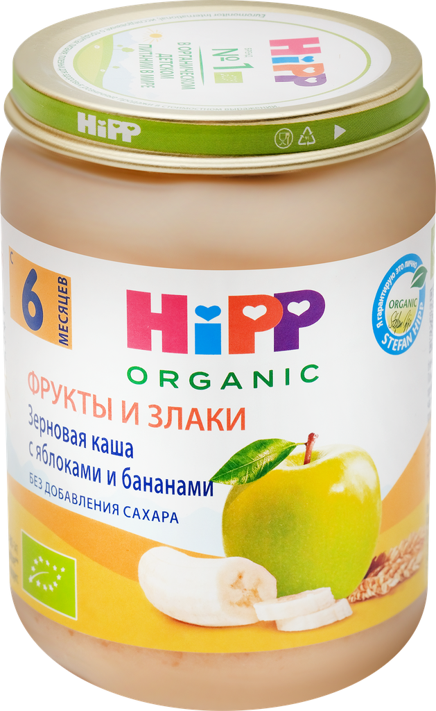 Каша зерновая HIPP с яблоком и бананом, с 8 месяцев, 190г