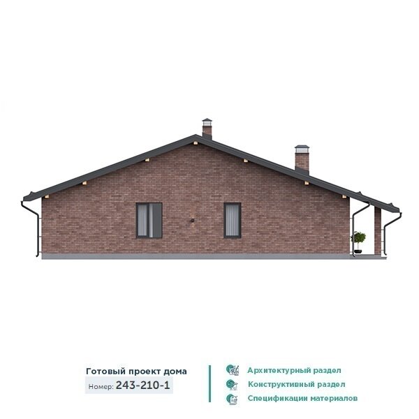 Проект одноэтажного дома с панорамными окнами 243-210-1 - фотография № 10
